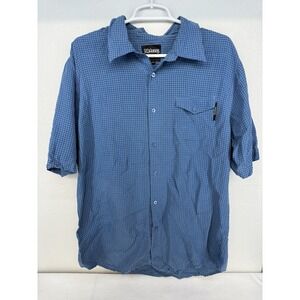 Billabong Men's Blue Gingham Short Sleeve Button Down Shirt Size XL